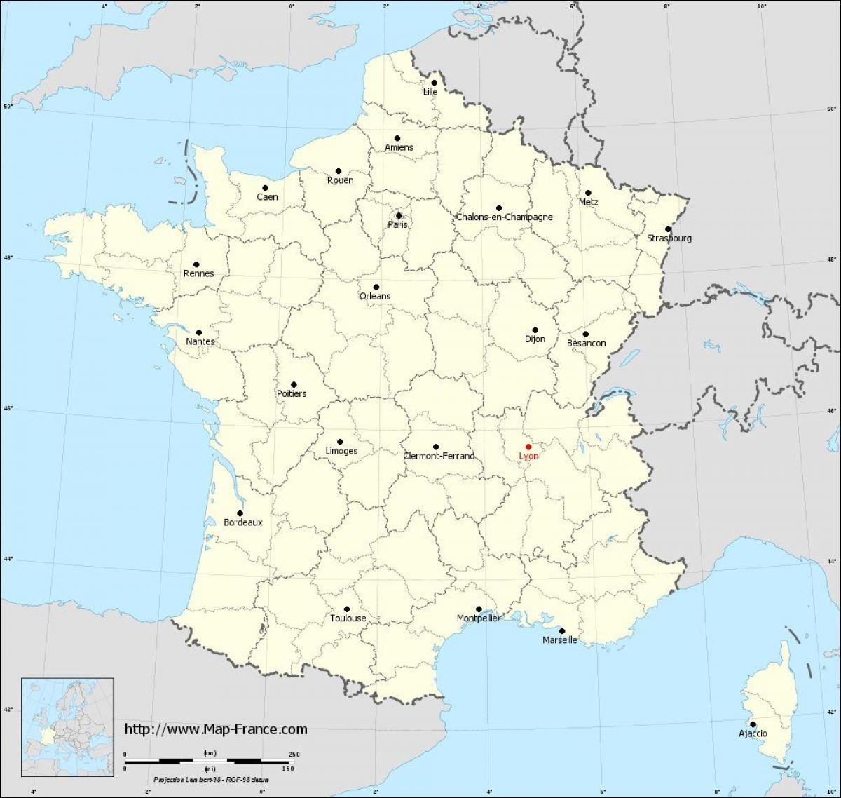 სად არის Lyons საფრანგეთის რუკა